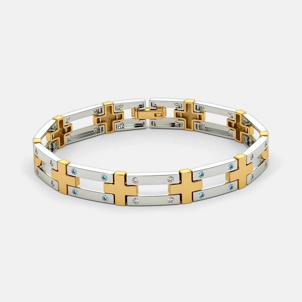 Two Tone Sanctuary Architectural Cross Bracelet