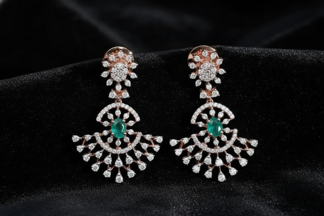 Emerald Radiance Fan Earrings