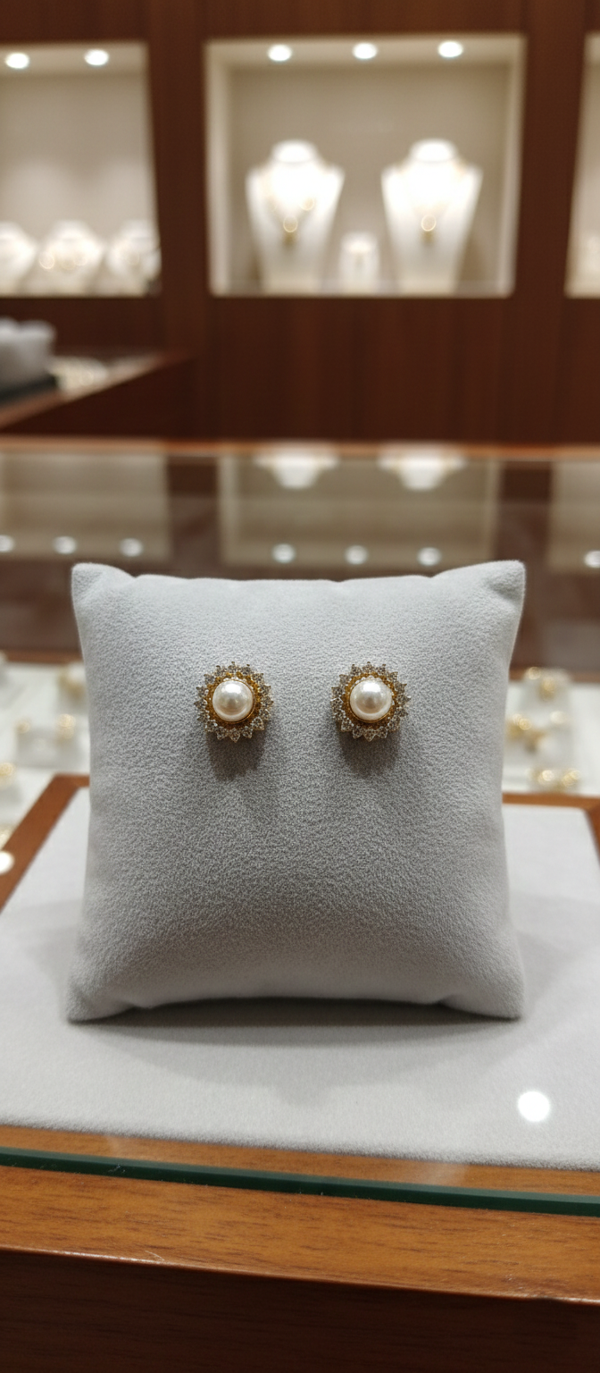 Moonlit Pearl Halo Studs