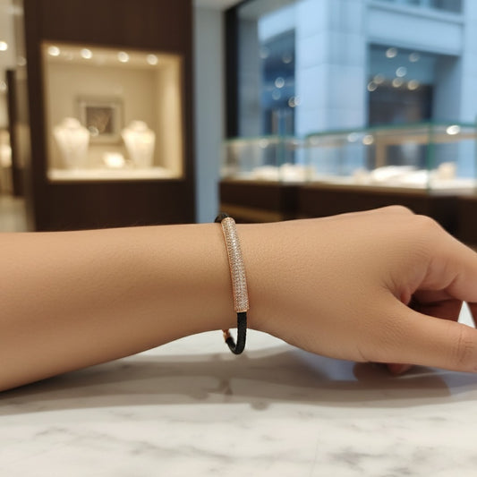Rose Gold Pave Bar Cord Bracelet