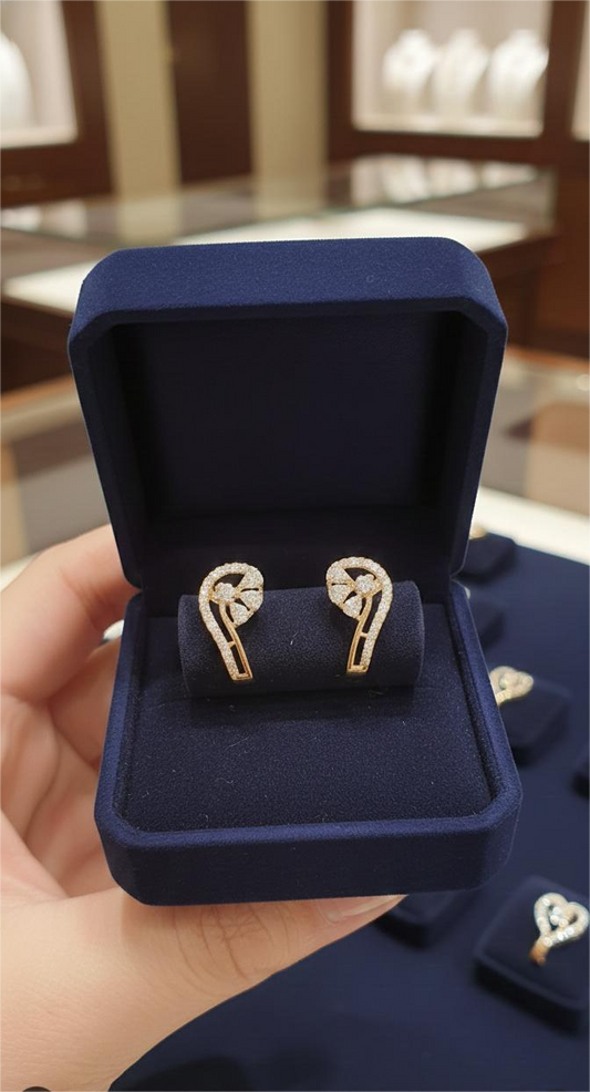 18K Gold Floral Swirl Studs