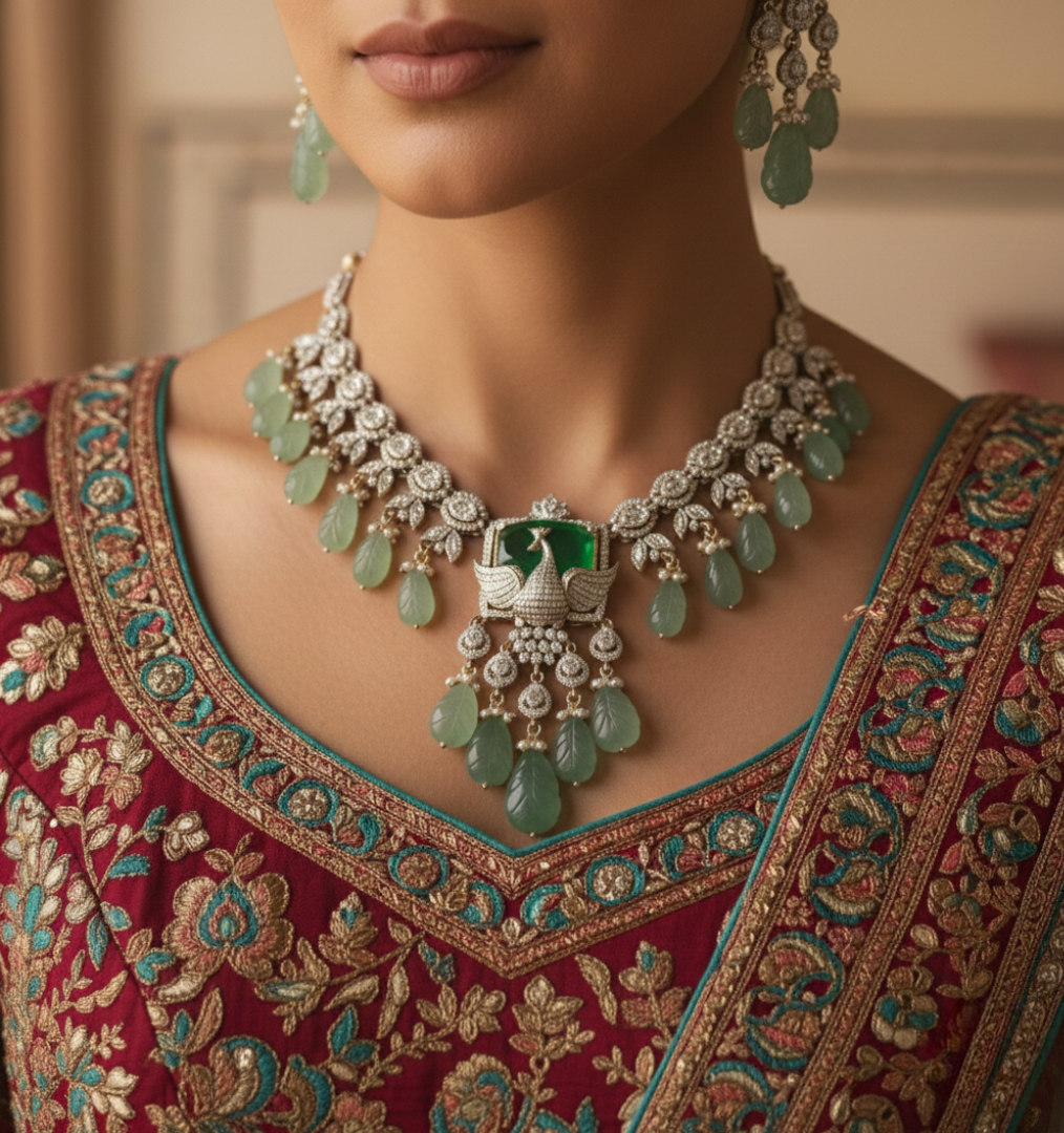 Eternal Bloom Polki Necklace & Stud Set