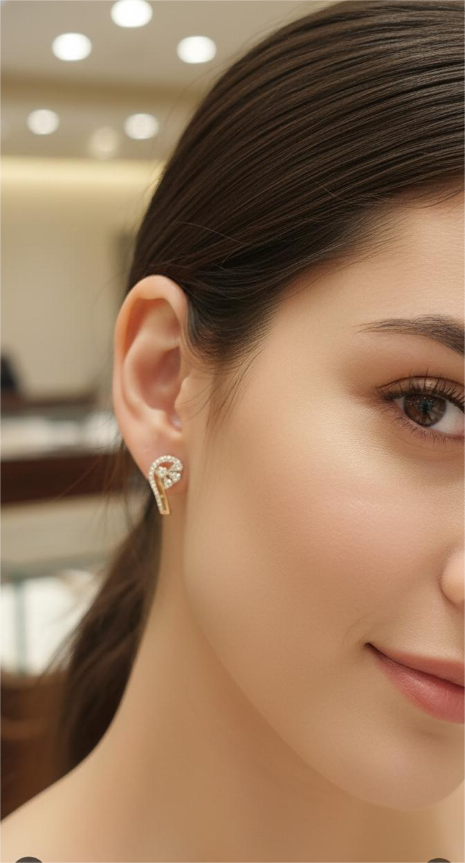 18K Gold Floral Swirl Studs