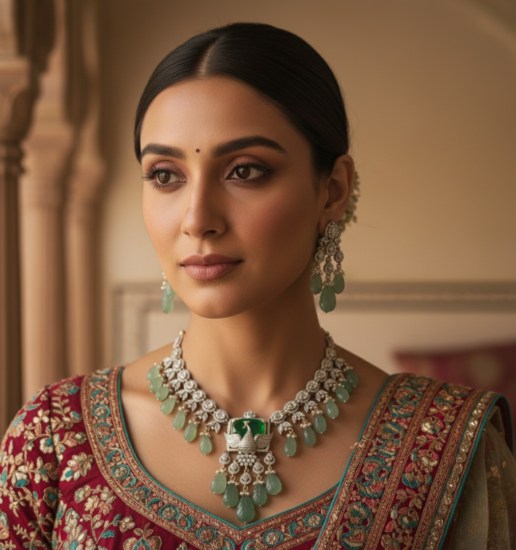 Eternal Bloom Polki Necklace & Stud Set