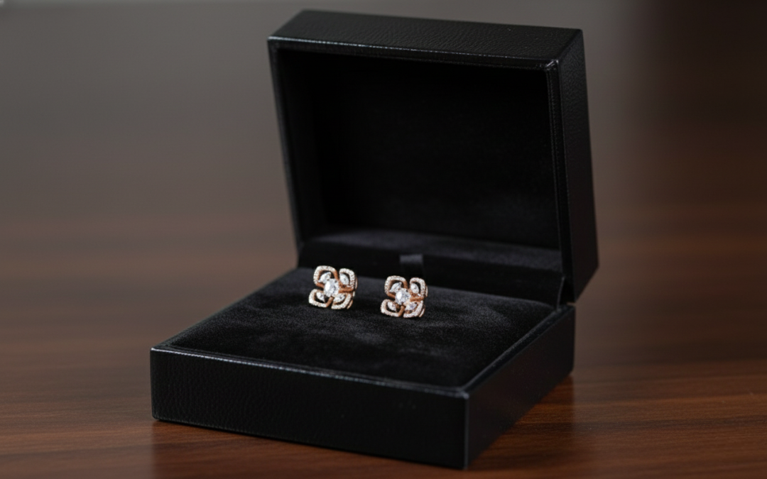 Rose Gold Quatrefoil Bloom Studs