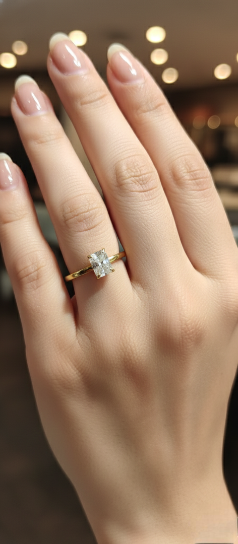 18K Gold Radiant-Cut Solitaire Ring