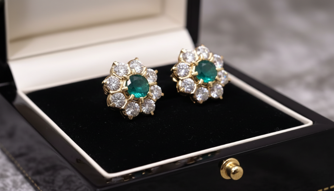 Emerald Blossom Studs