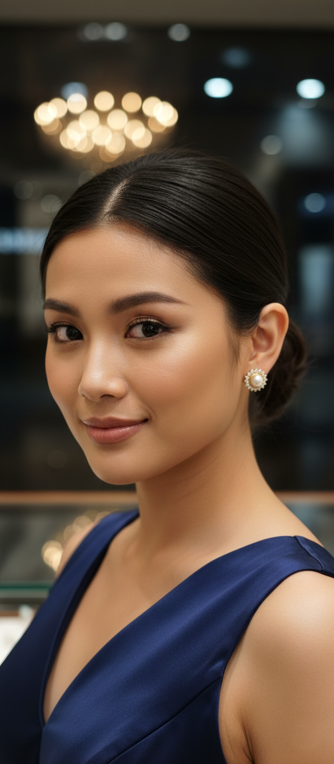 Moonlit Pearl Halo Studs