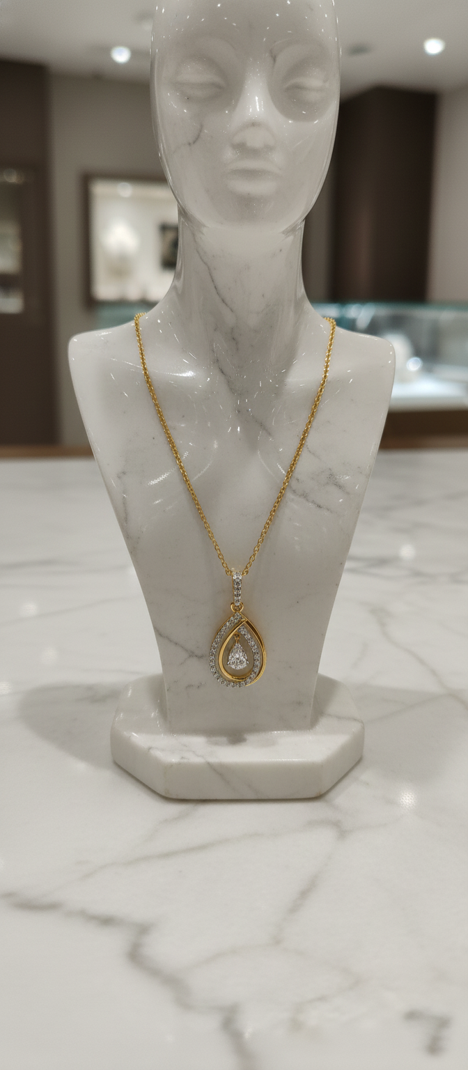 Teardrop Double Halo Necklace