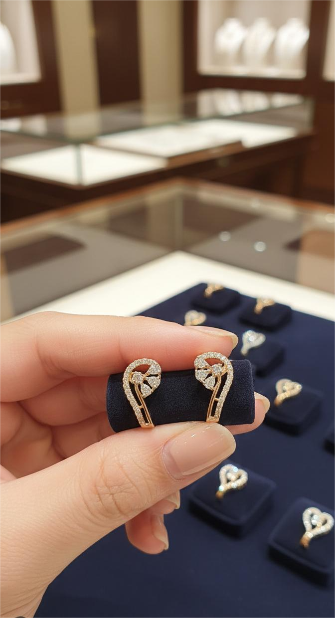 18K Gold Floral Swirl Studs