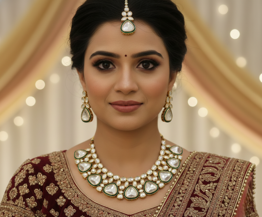 Royal Polki Emerald Choker Set