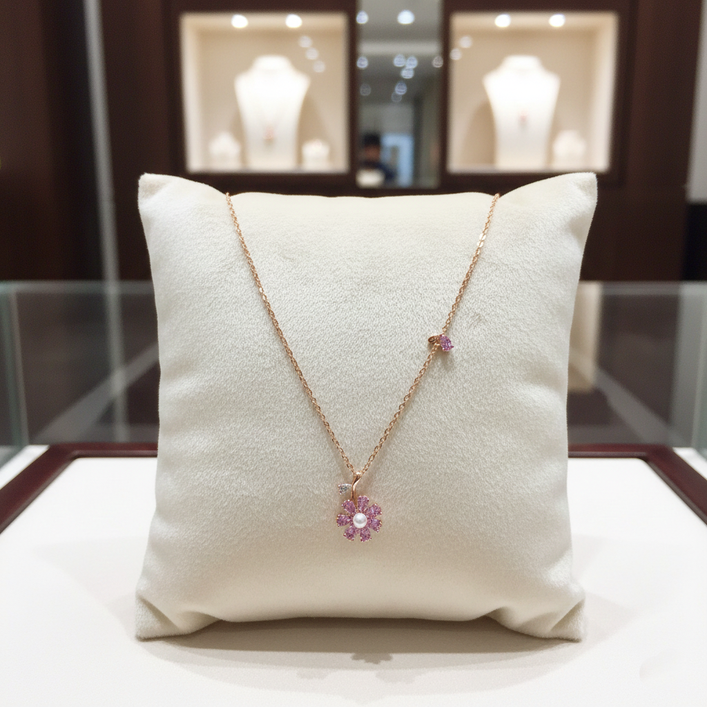 Rose Gold Petite Floral Necklace