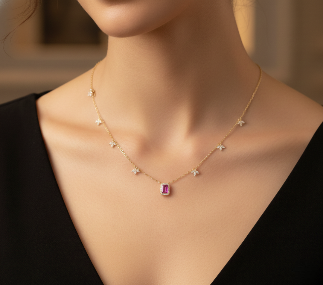 Radiant Ruby Minimalism Necklace