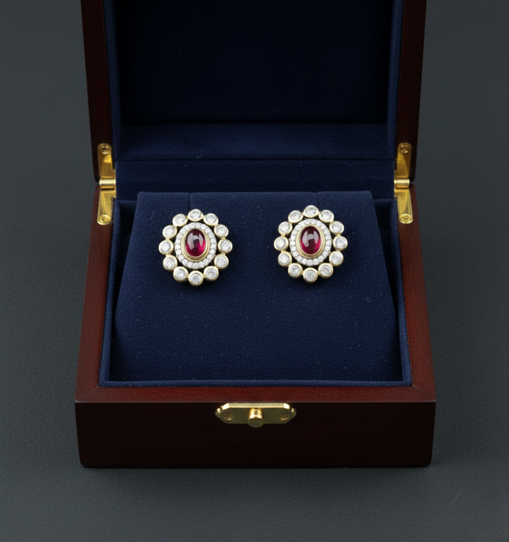 Heritage Ruby & Diamond Sunburst Studs