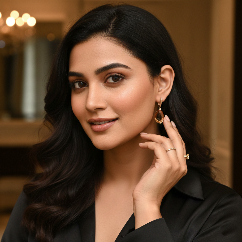 Rose Gold Champagne Tear Drop Earrings