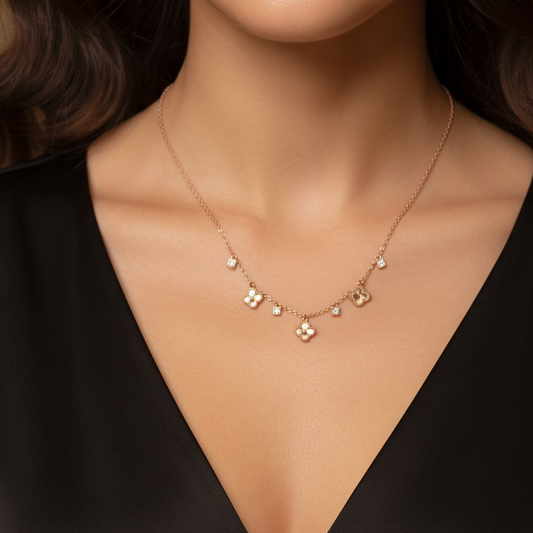 Rose Gold Multi Blossom Necklace