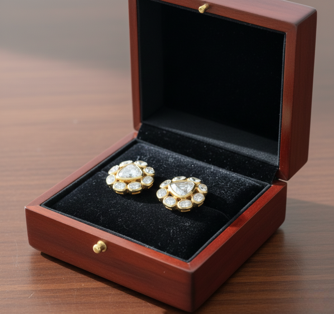 22K Gold Trillion Cut Heritage Studs