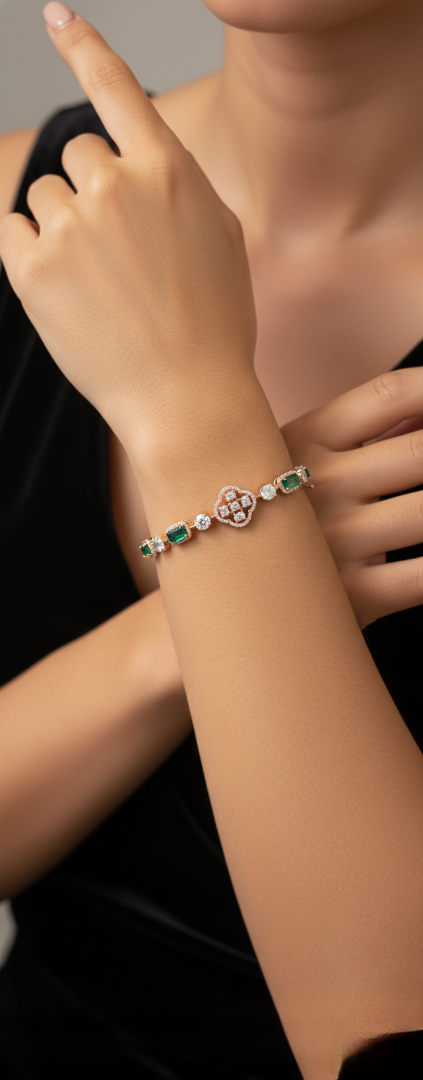 Emerald Clover Station Bracelet