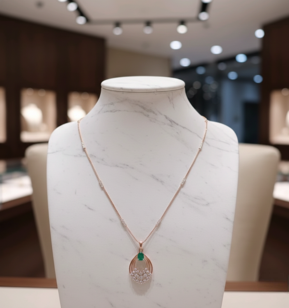 Ethereal Emerald Teardrop Necklace