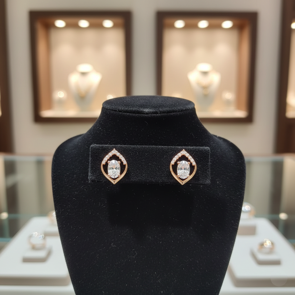 Rose Gold Pear-Drop Halo Earrings