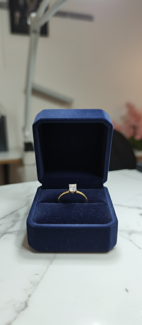 18K Gold Radiant-Cut Solitaire Ring