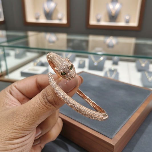 Rose Gold Panther Statement Bangle