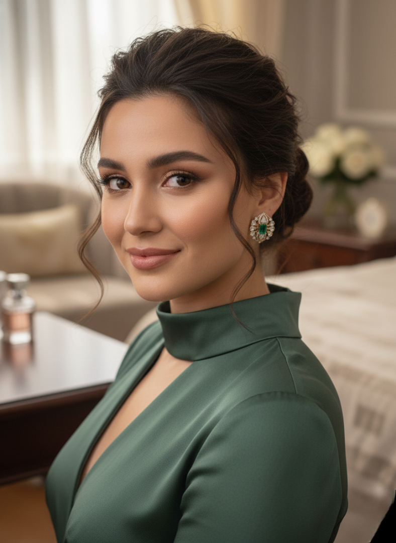 Floral Emerald Heritage Studs