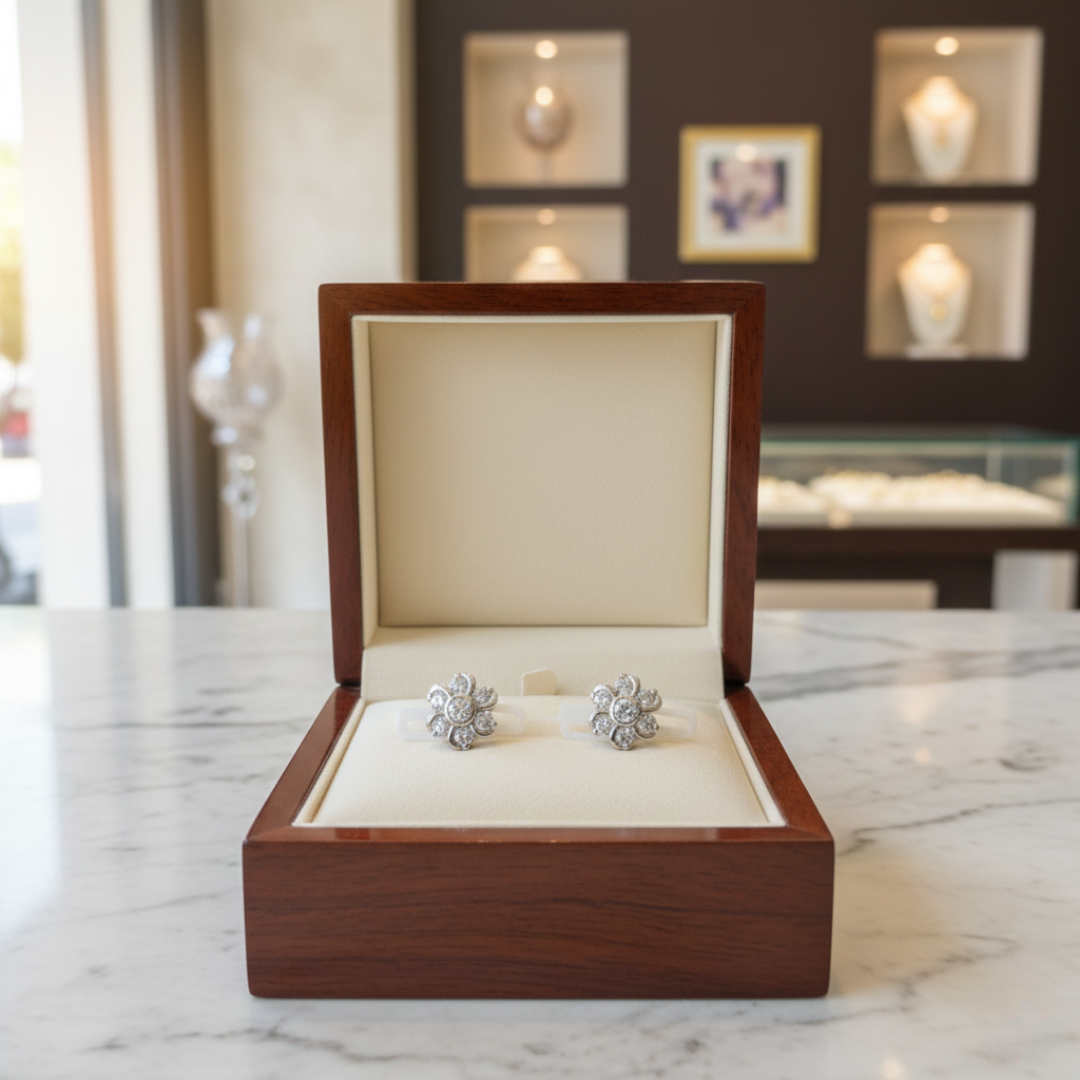 Silver Floral Blossom Studs