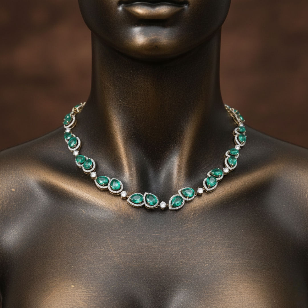Sovereign Emerald Halo Necklace