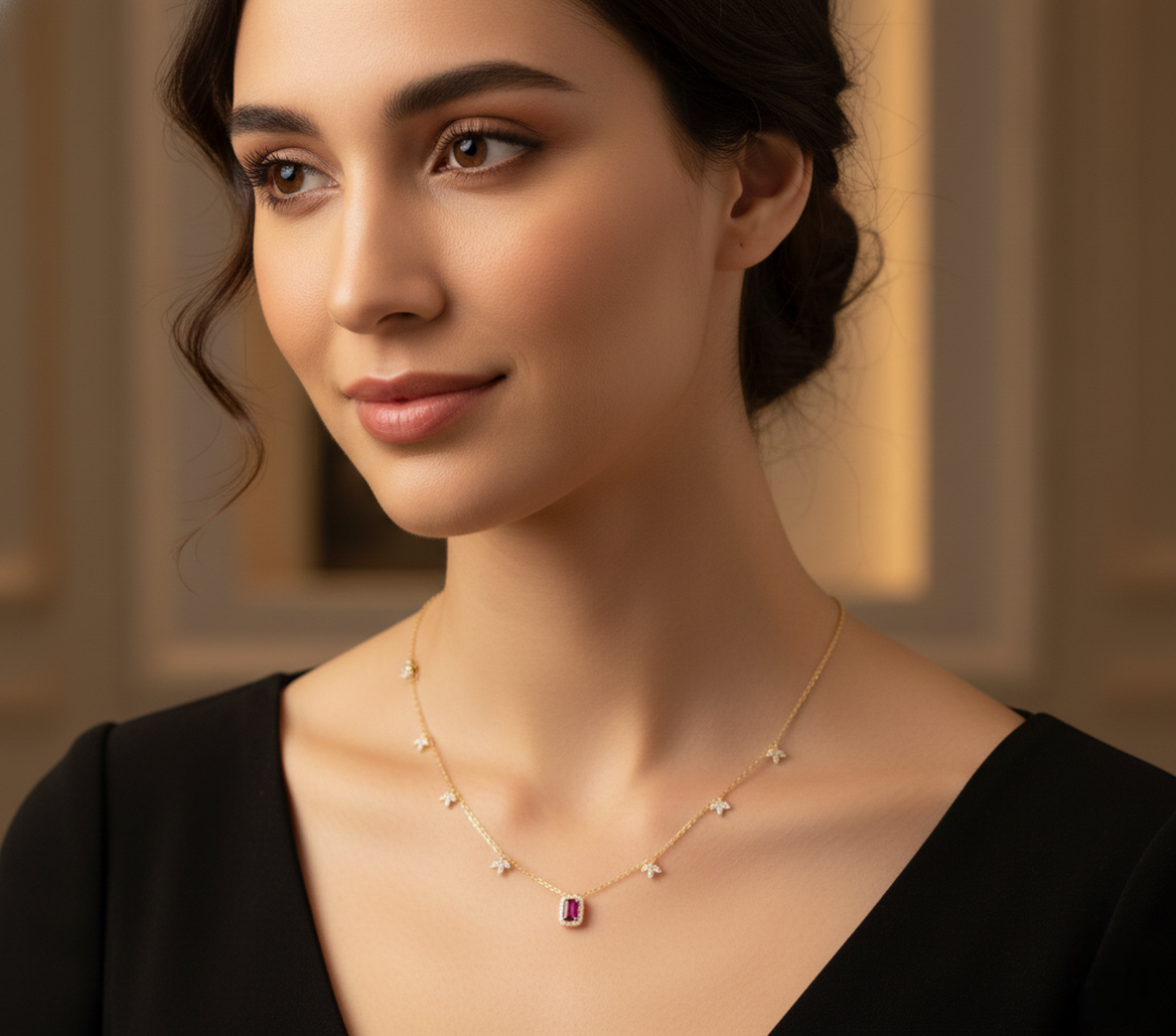 Radiant Ruby Minimalism Necklace