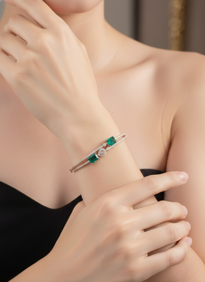 Emerald Duo Bypass Bangle