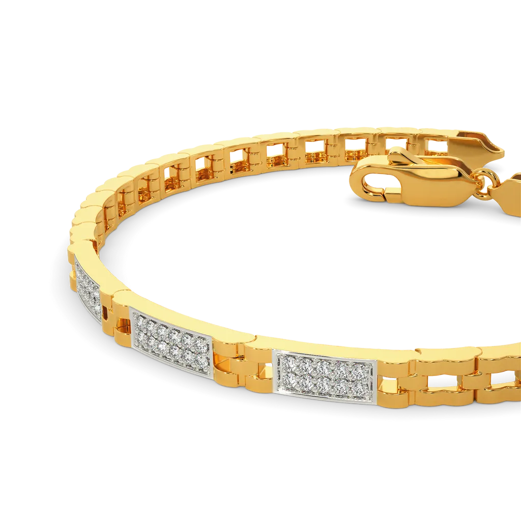 Linear PavΓ© Triple Accent Gold Chain Bracelet