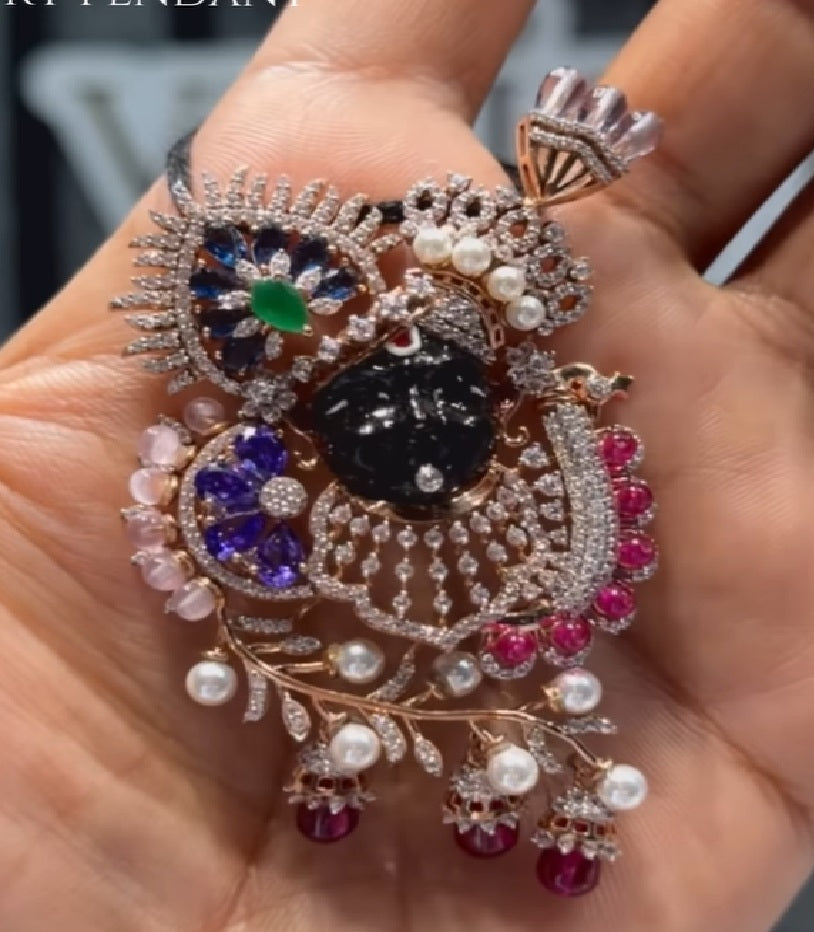 Shrinathji Swaroop Multi-Gemstone Heritage Brooch