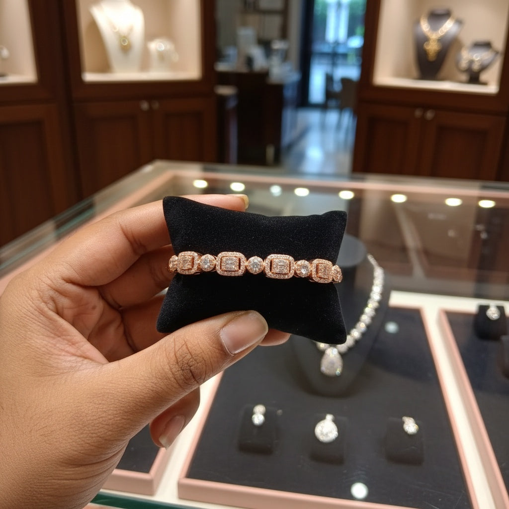 Rose Gold Geometric Halo Bracelet