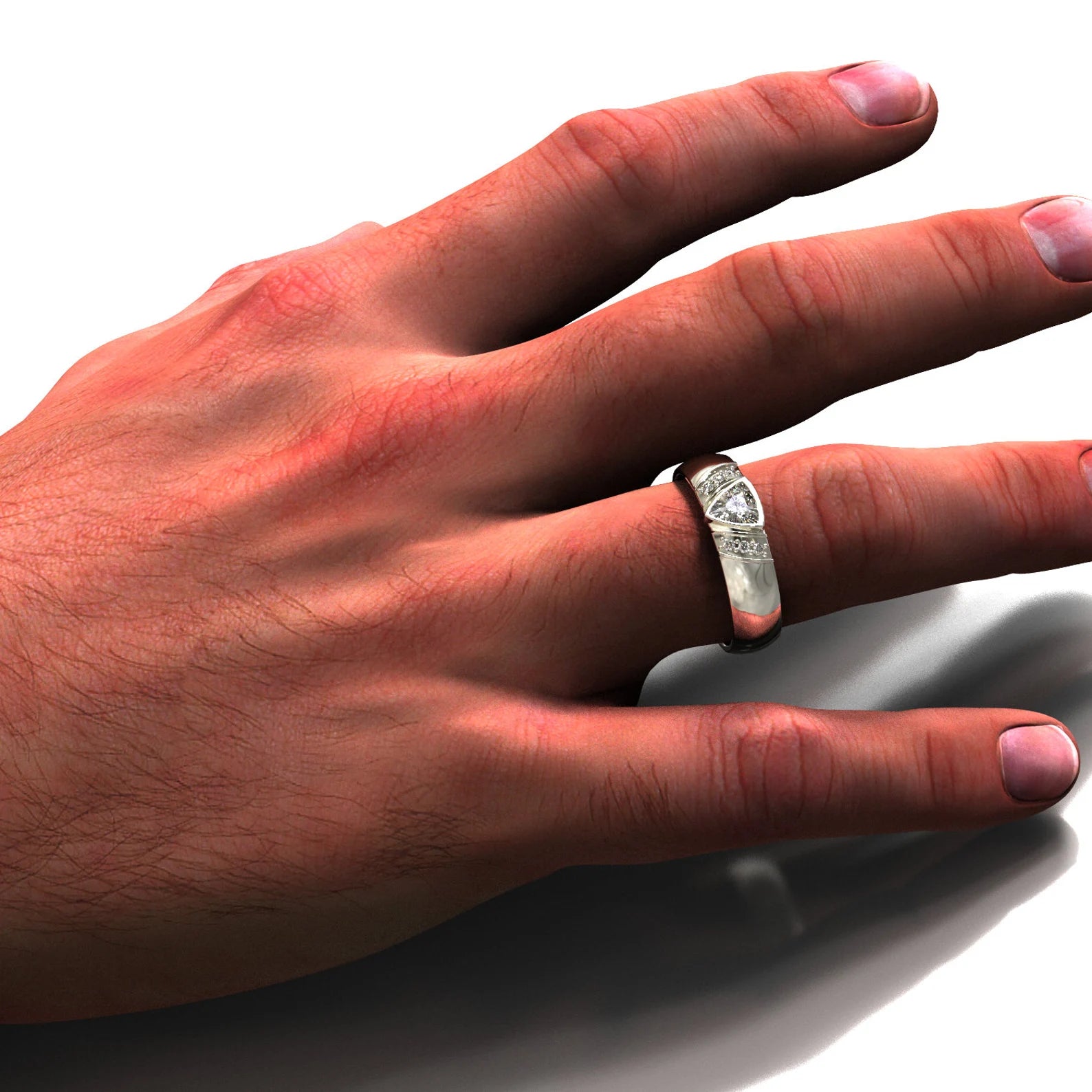 Menβs Trillion Cut Accent Band