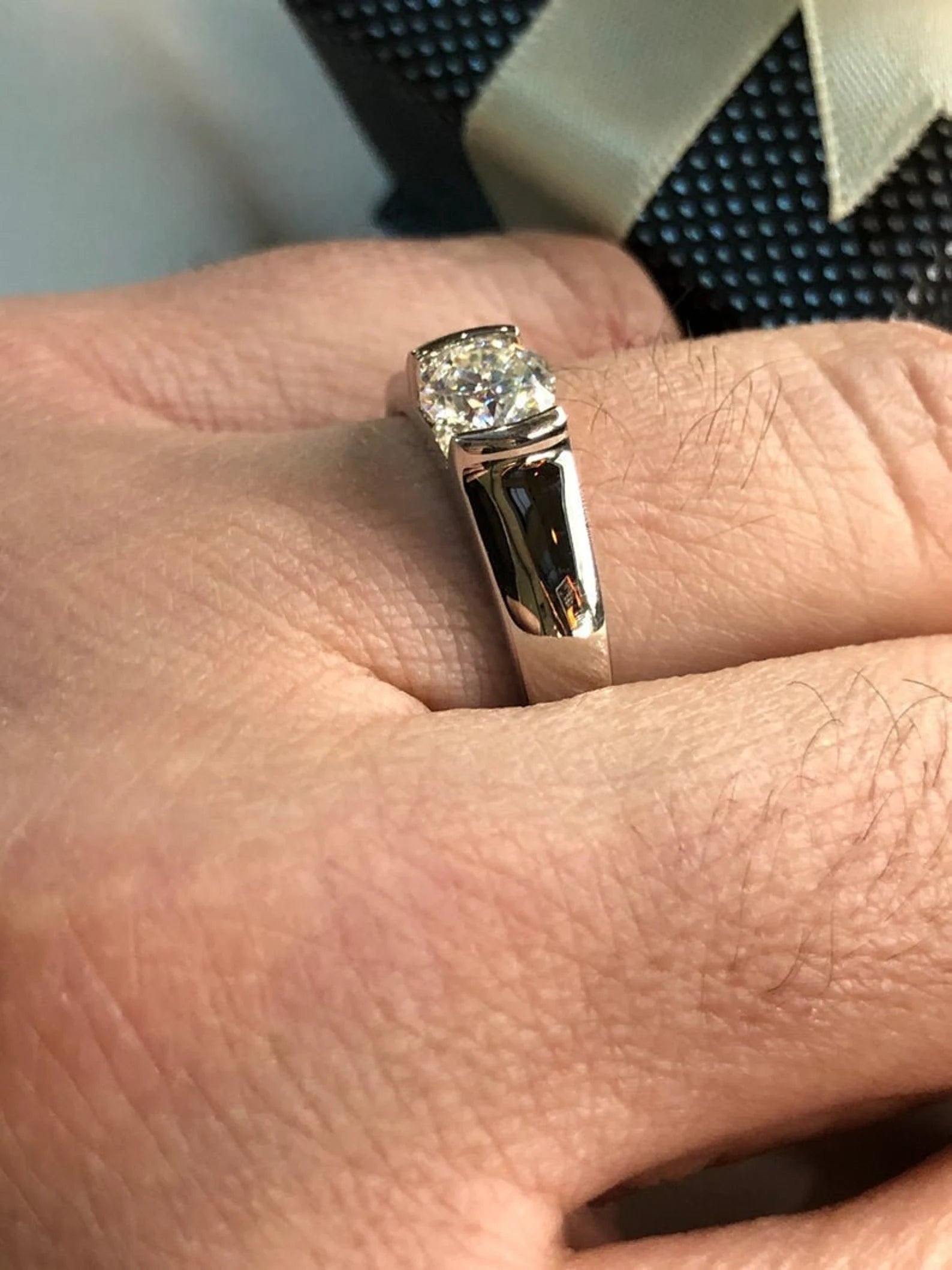 Two Tone Tapered Solitaire Ring