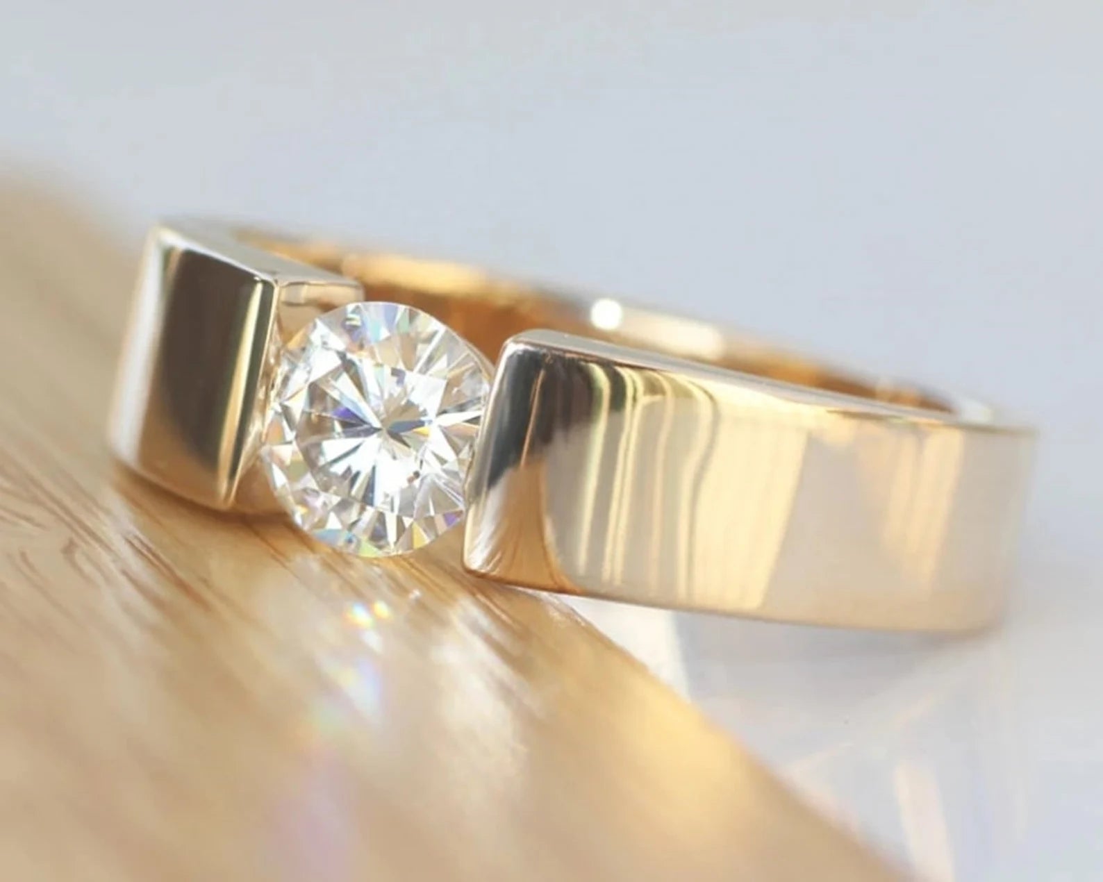 Men’s Tapered Cathedral Solitaire Ring