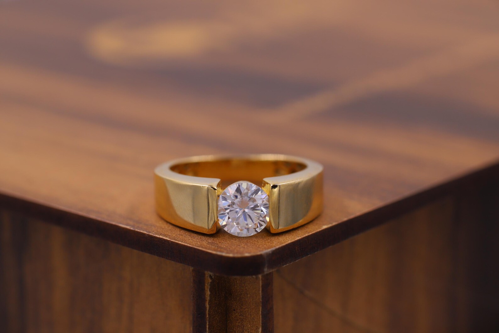 Modern Tension Set Solitaire Ring