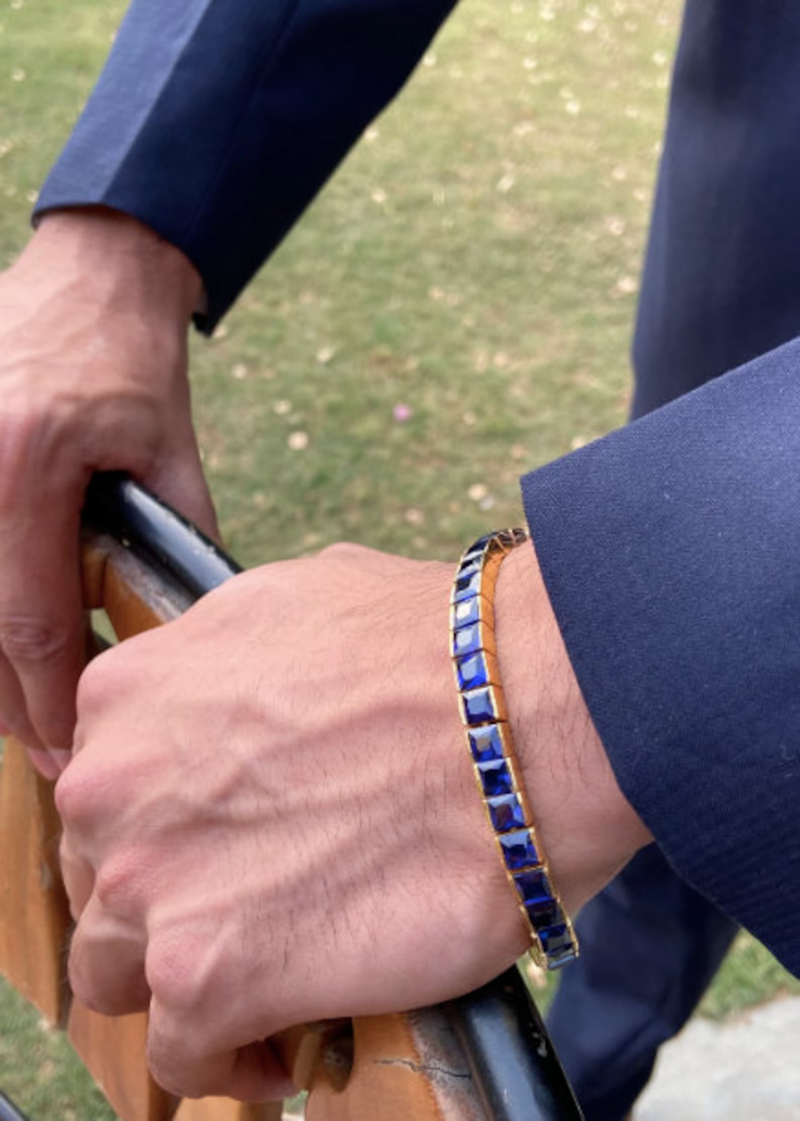 Royal Sapphire Blue Square-Cut Tennis Bracelet