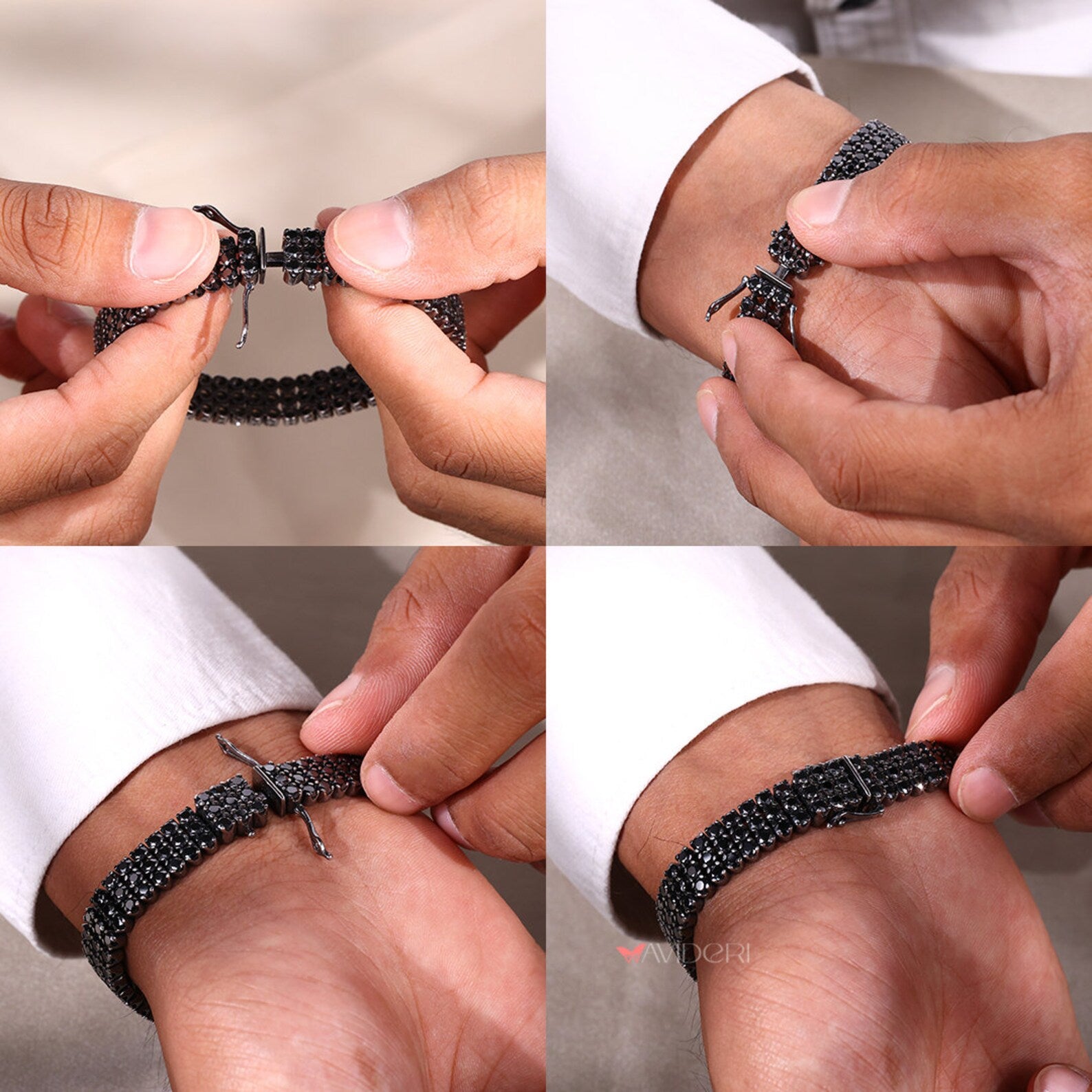 Obsidian Triple Row PavΓ© Bracelet