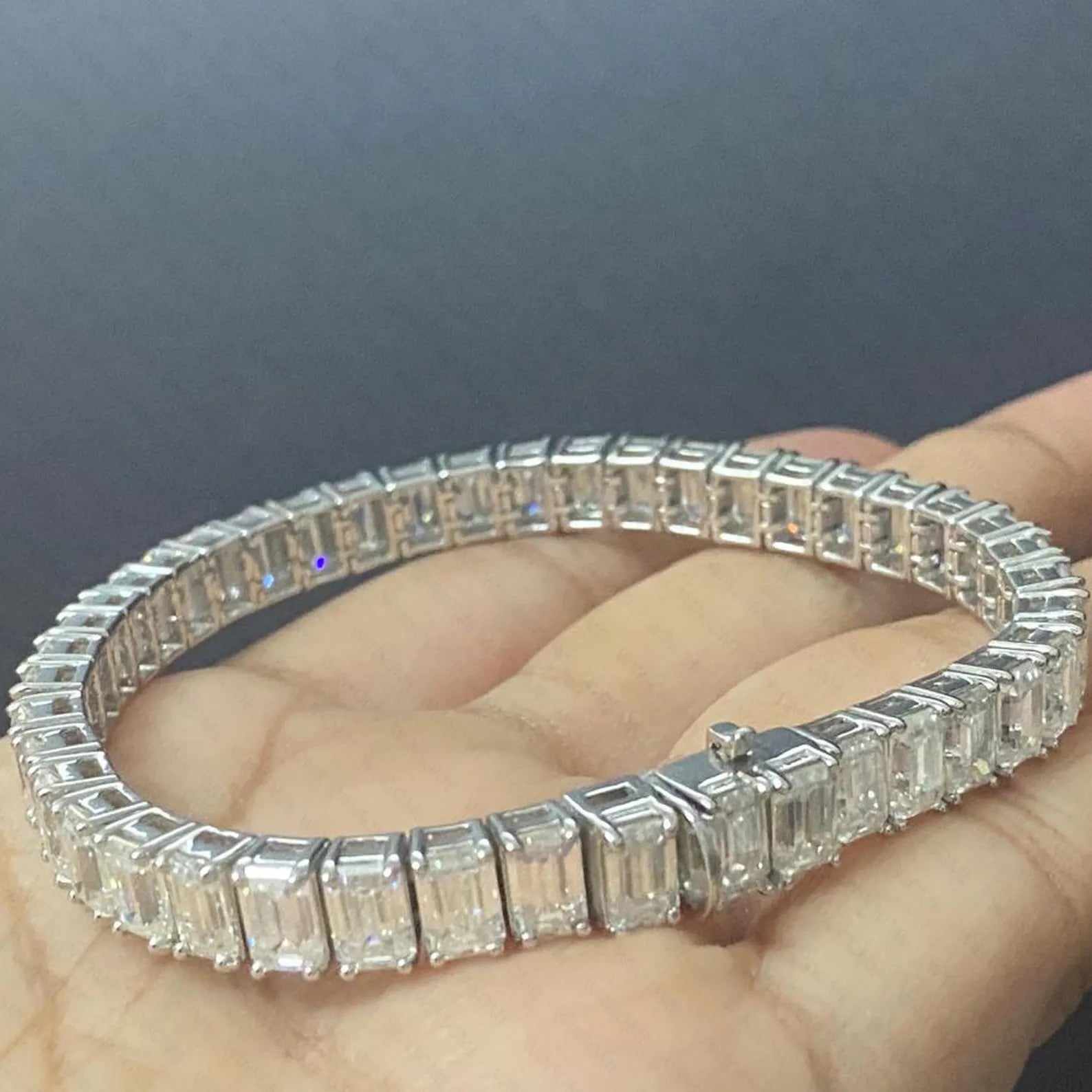 Menβs Grand Emerald-Cut Infinite Tennis Bracelet
