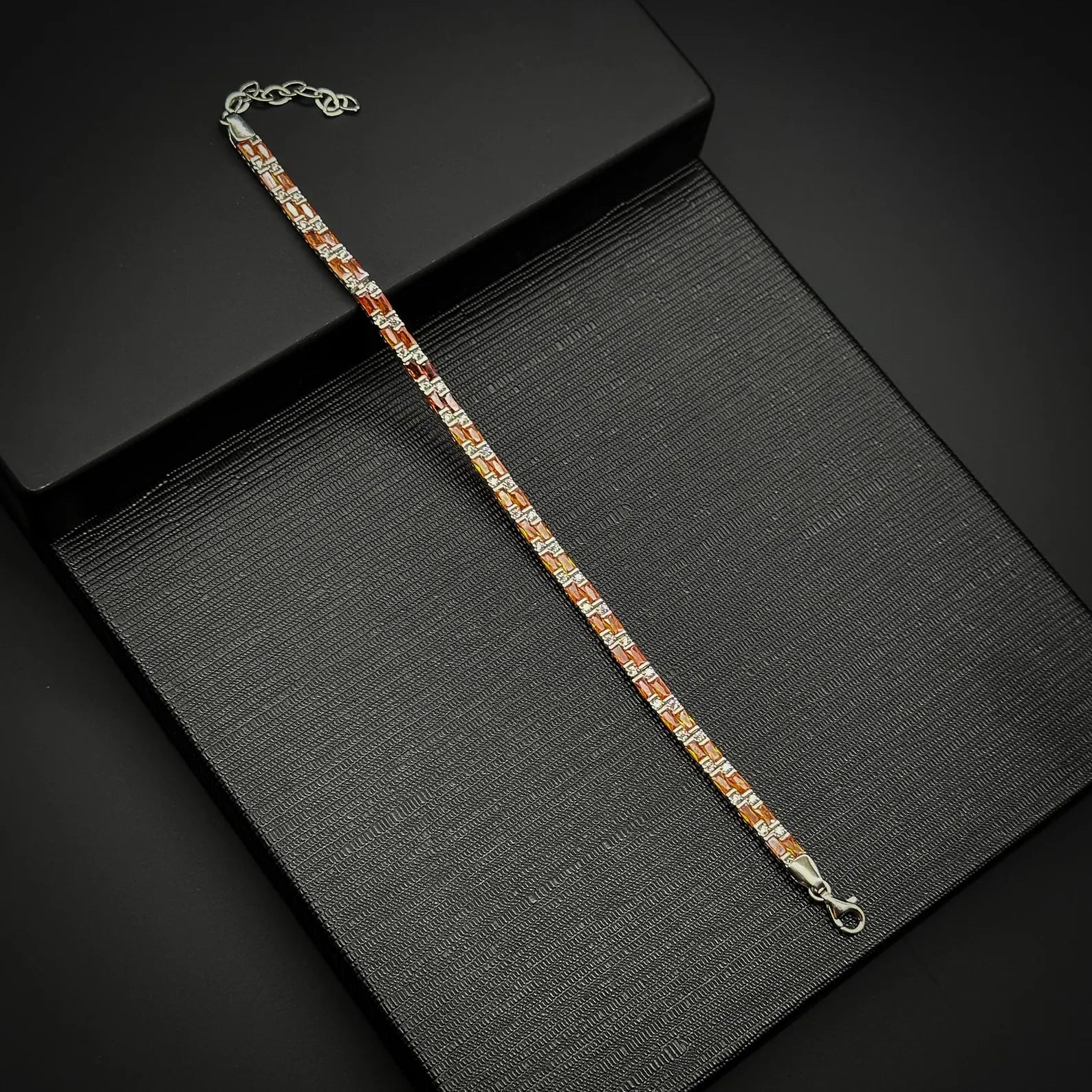 Sunset Fire Orange Sapphire Tennis Bracelet