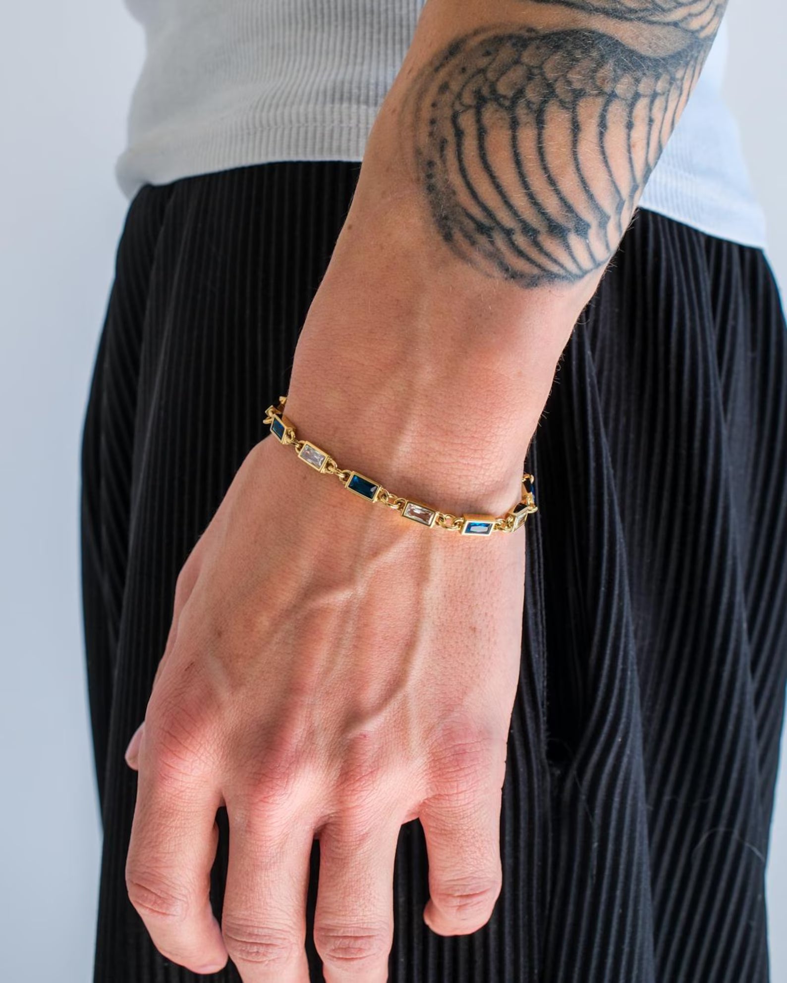 Azure Sky Baguette Link Bracelet