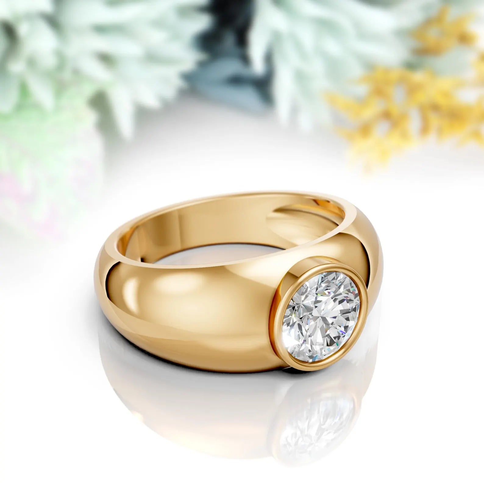 Menβs Dome Solitaire Ring