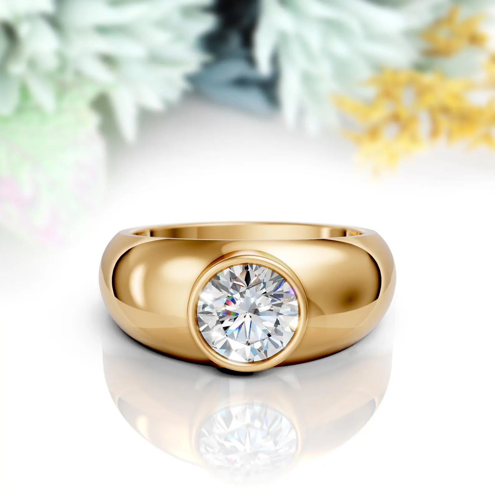 Menβs Dome Solitaire Ring