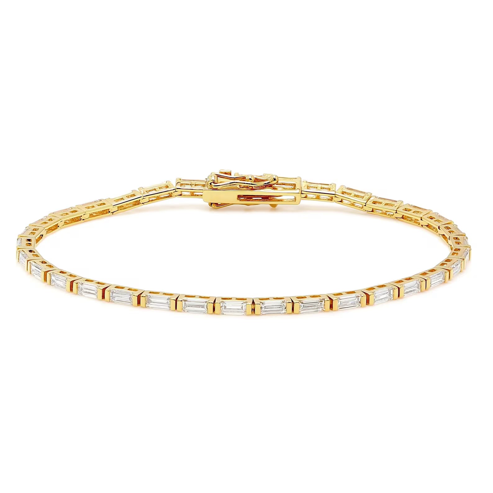 Crimson Baguette Gold Tennis Bracelet
