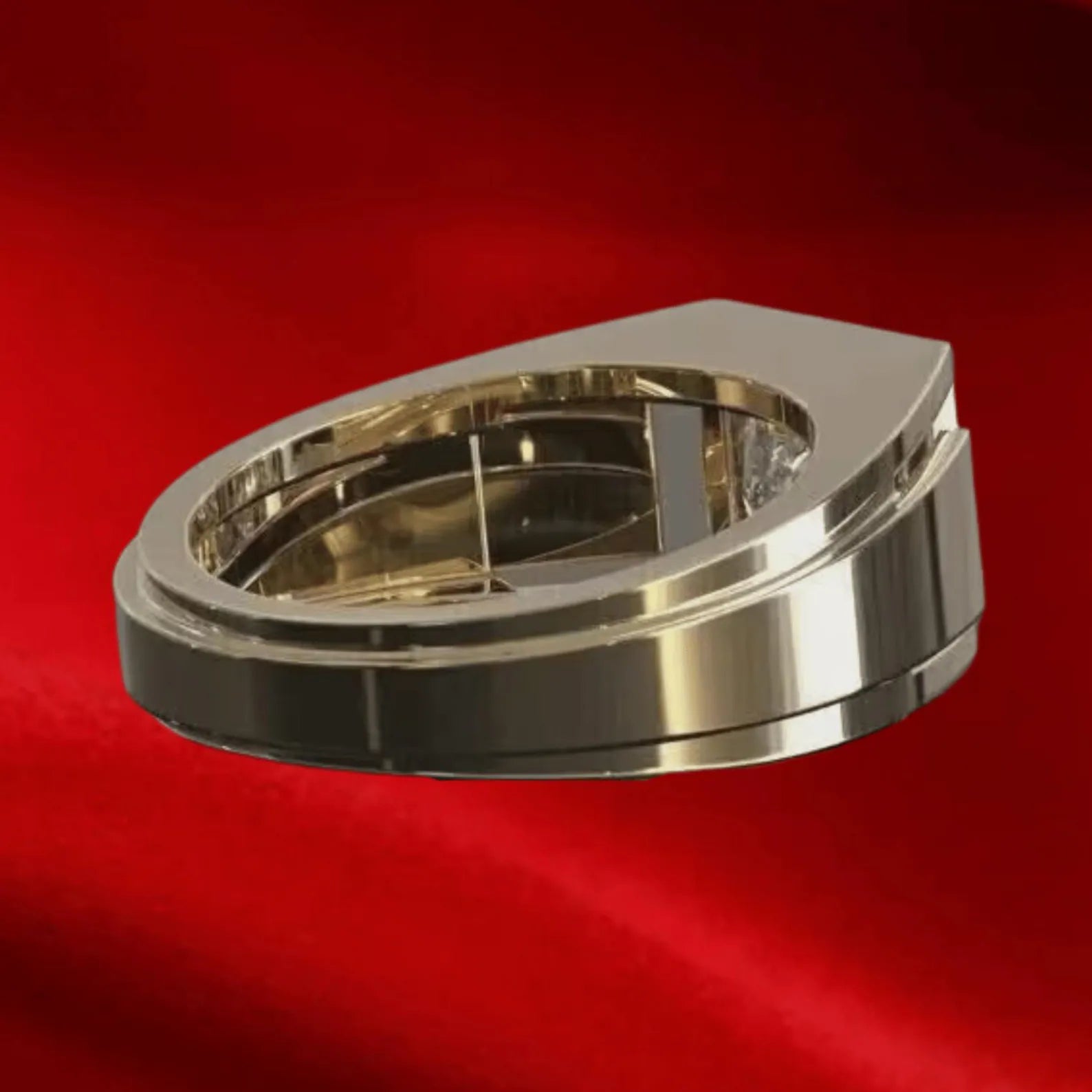 Menβs Trillion Cut Geometric Statement Ring