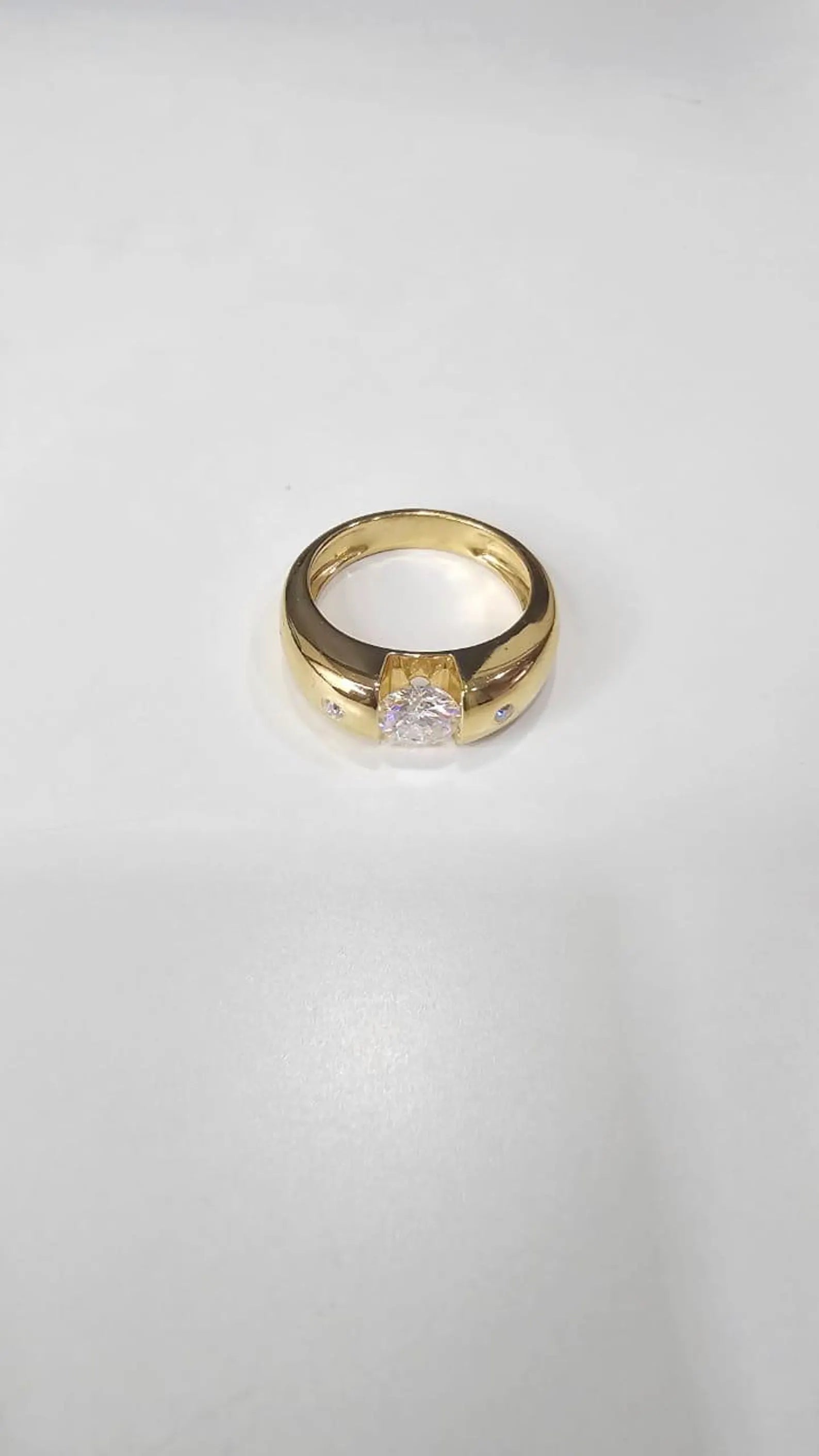 Gold Finish Round Brilliant Solitaire Ring