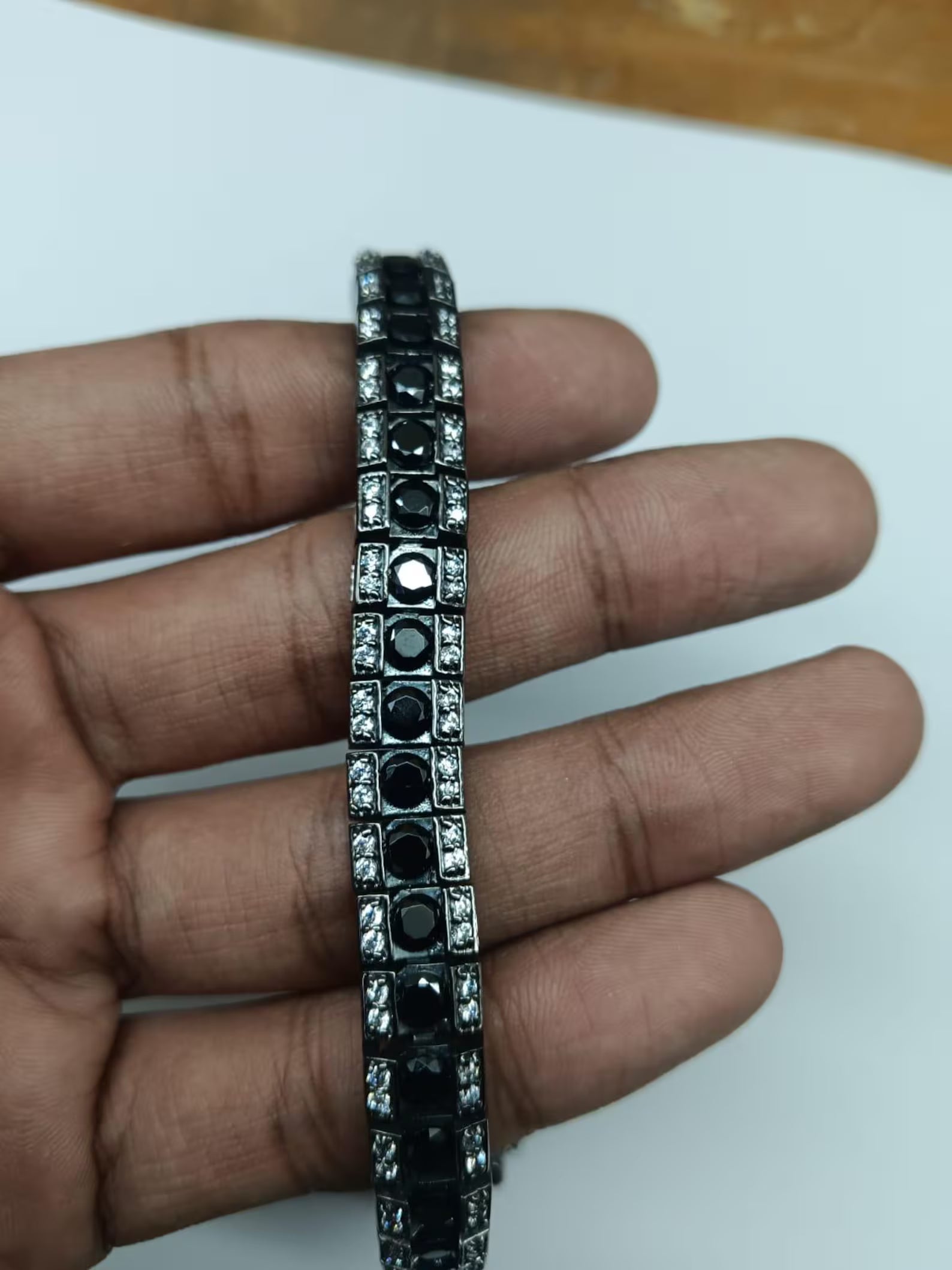 Menβs Obsidian Halo Executive Link Bracelet