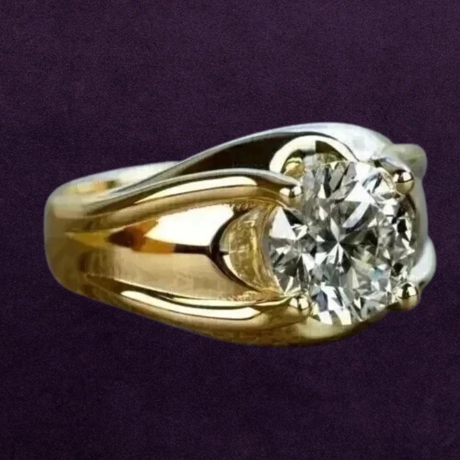 Menβs Two Tone Bypass Solitaire Ring